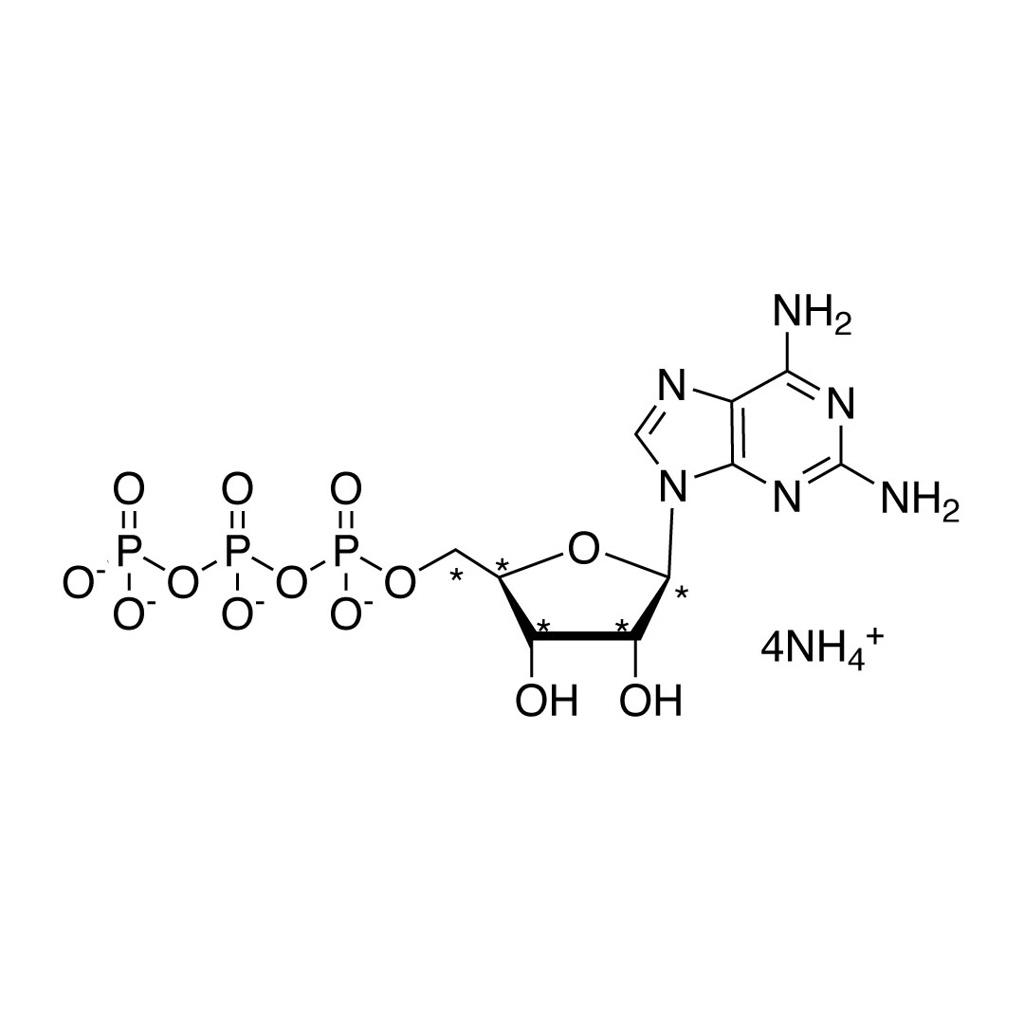 2-Aminoadenosine 5â€²-triphophate, ammonium salt (ribose-1â€²,2â€²,3â€²,4â€²,5â€²-13C5, 99%) (in solution) CP 95%
