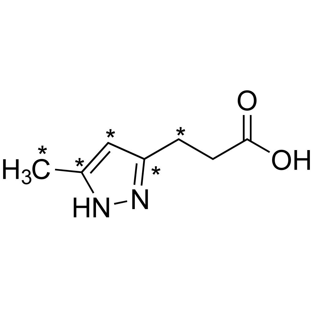 3-(3-Methyl-1H-pyrazol-5-yl)propanoic acid (MPP) (methyl-13C, pyrazolyl-13C3, 3-13C, 99%)